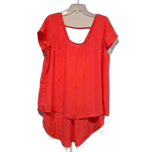 Torrid scoop neck high low blouse top scoop neck pink coral size M/L strappy - Picture 1 of 6